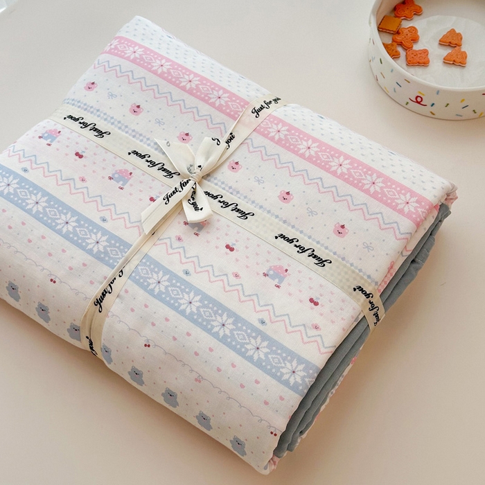 91家纺网 家纺一手货源 找家纺 塞纳 2026新款.全棉有氧双层纱四件套-场景二-觅可-粉