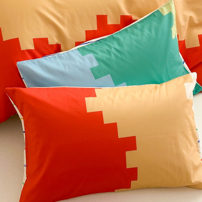 91家纺网 家纺一手货源 找家纺 2025新款全棉大版卡通数码印花纯棉四件套 彩虹糖