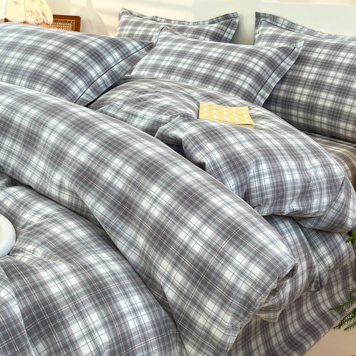 91家纺网 家纺一手货源 找家纺 金窝窝家纺 2025新款纯棉水洗棉四件套 爱锦灰