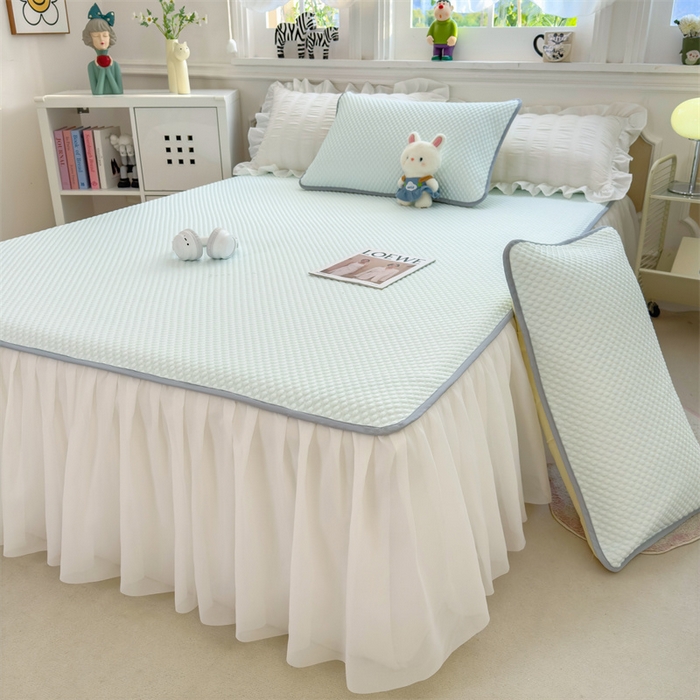 91家纺网 家纺一手货源 找家纺 （总）丝幔家纺 2025新款A类冰豆豆凉豆豆花边款凉席床裙