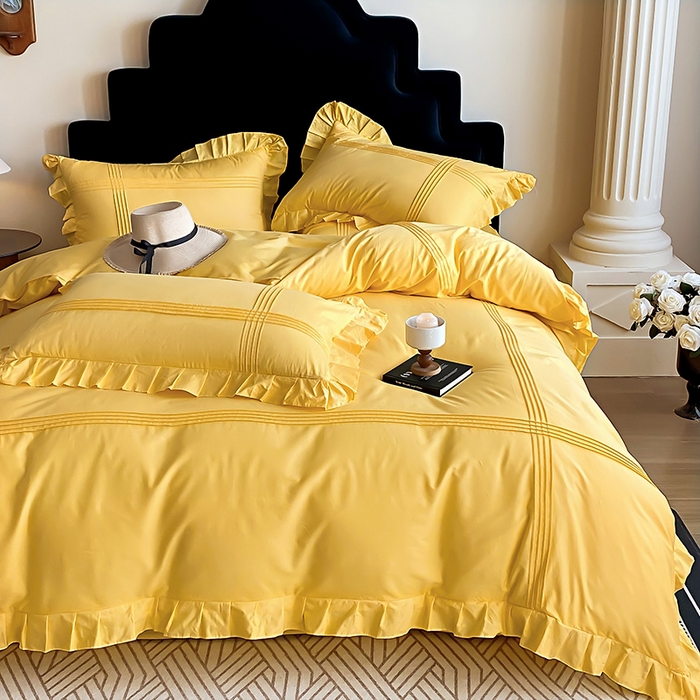 91家纺网 家纺一手货源 找家纺 （总）花香四季家纺 2025新款全棉13376公主风纯棉法式手工立体线条四件套