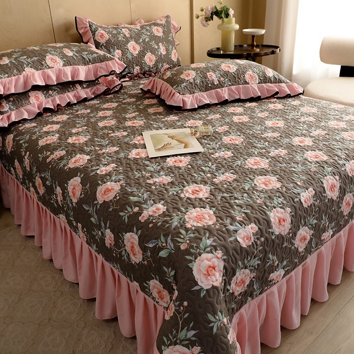 91家纺网 家纺一手货源 找家纺 金盛皇朝家纺 2025新款田园风水洗棉床盖四件套系列 暮色花市