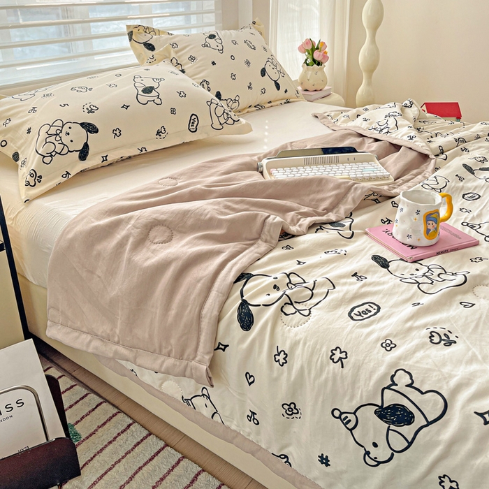 91家纺网 家纺一手货源 找家纺 富艺隆 2025新款水洗棉印花夏被 奶酪丸丸饼