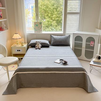 91家纺网 家纺一手货源 找家纺 （总）晓时候 2025原棉老粗布凉席床单凉席三件套软凉席子单床单