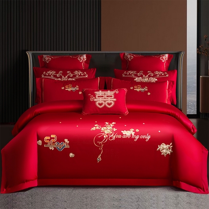 91家纺网 家纺一手货源 找家纺 （总） 博之洋 2025新款全棉长绒棉婚庆刺绣四件套多件套系列