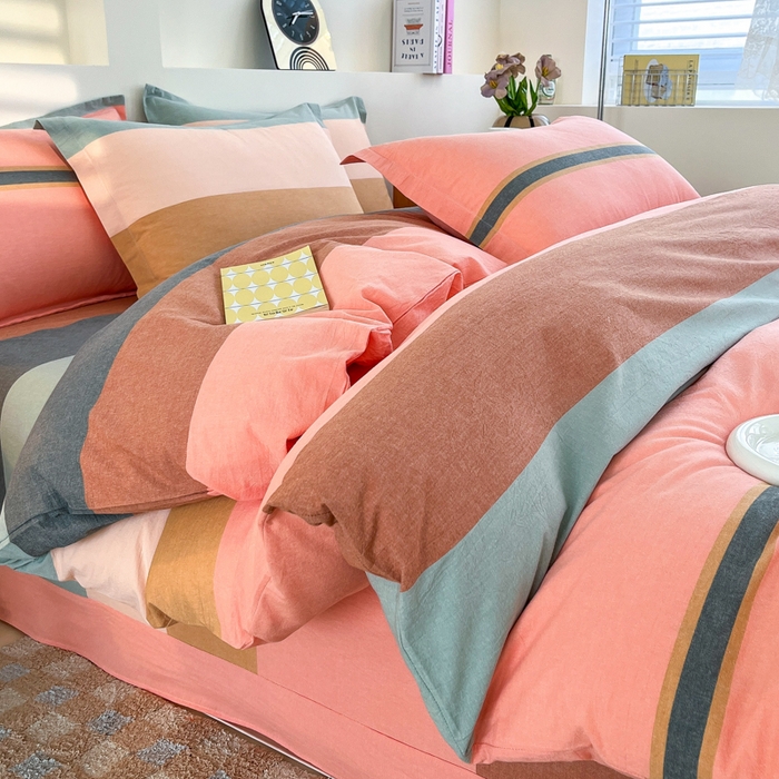 91家纺网 家纺一手货源 找家纺 金窝窝家纺 2025新款纯棉水洗棉四件套 巴黎彩格