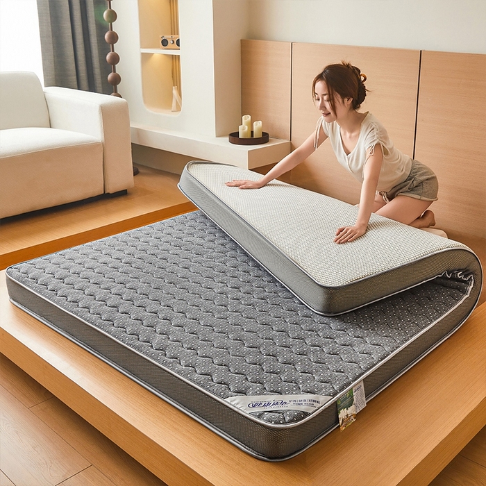 91家纺网 家纺一手货源 找家纺 锦逸2025新款针织棉乳胶海绵床垫 灰