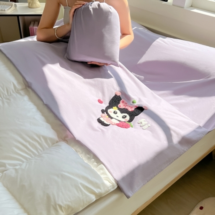 柒星睡袋 2025新款款40支全棉纯色毛巾绣可拆分隔脏睡袋 洛咪 紫