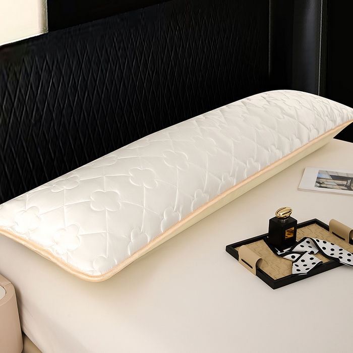 91家纺网 家纺一手货源 找家纺 梦舒羽 2025新款夏季冰丝凉感夹棉枕套双人情侣枕头套加长加厚枕芯套1.5m内胆套 夹棉加厚-珍珠白