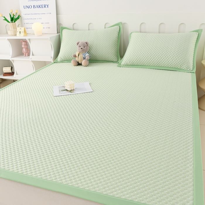 91家纺网 家纺一手货源 找家纺 梦之星 2025新款凉豆豆凉席三件套 纯色床席款-绿