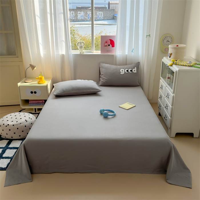 91家纺网 家纺一手货源 找家纺 丽涵家纺 2025新款全棉大雁纹单品床单床单三件套 good深银灰