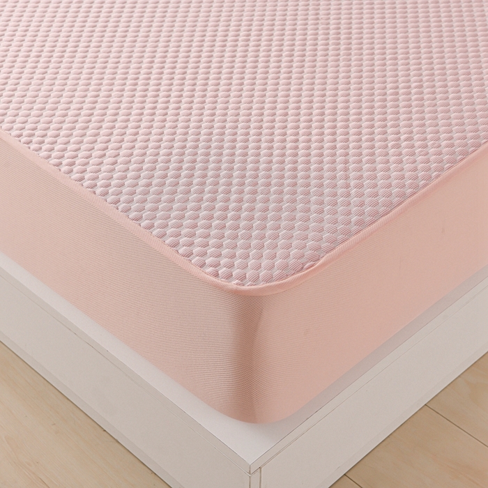 91家纺网 家纺一手货源 找家纺 梦之星 2025新款凉豆豆凉席三件套 纯色床笠款-粉