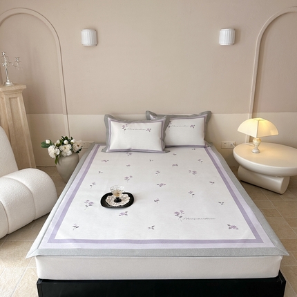 91家纺网 家纺一手货源 找家纺 （总）三味舒屋 2025新款凉感抗菌南法恬谧系列大版数码印花冰丝床席-床笠