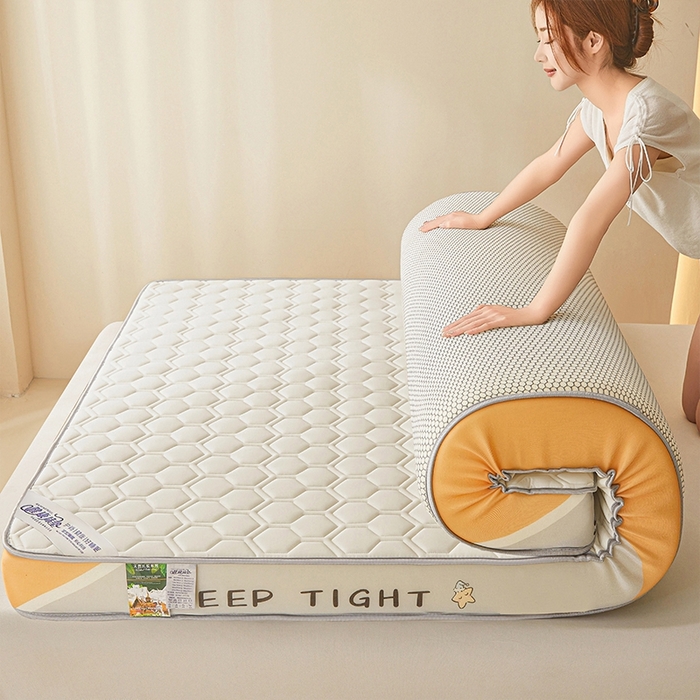 91家纺网 家纺一手货源 找家纺 锦逸2025新款牛奶丝乳胶床垫 六边形白