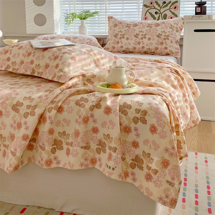 91家纺网 家纺一手货源 找家纺 凯磊2025新款老粗布印花单品床单床单单件 暖花甜梦