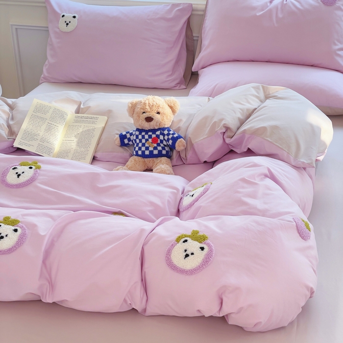 91家纺网 家纺一手货源 找家纺 锦觅家纺 2025新款奶油小清新毛巾绣全棉纯棉四件套-风格一（专版散花必须控价） 甜蜜幸福