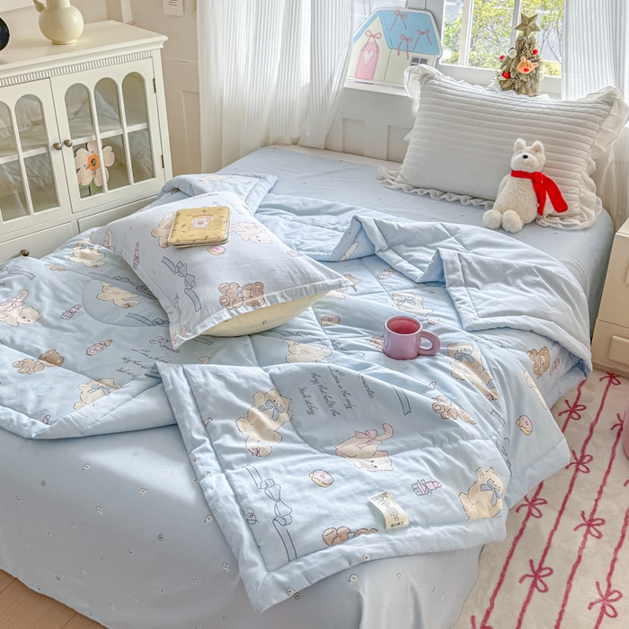 91家纺网 家纺一手货源 找家纺 欧喜璐 2025新款里外全棉夏凉被奶油阿布-兰