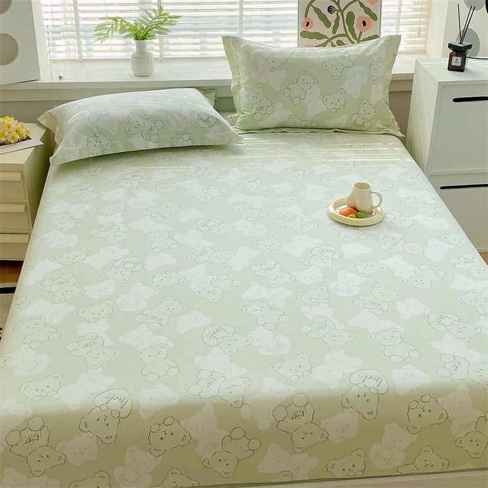 91家纺网 家纺一手货源 找家纺 凯磊2025新款老粗布印花单品床笠床笠单件 萌熊悠眠