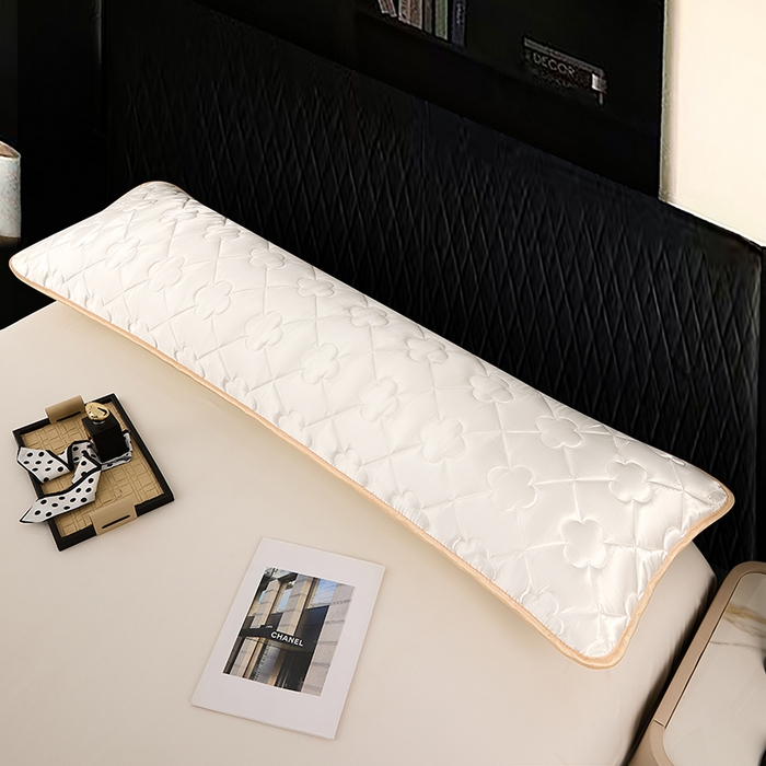 91家纺网 家纺一手货源 找家纺 梦舒羽 2025新款夏季冰丝凉感夹棉枕套双人情侣枕头套加长加厚枕芯套1.5m内胆套 夹棉加厚-珍珠白