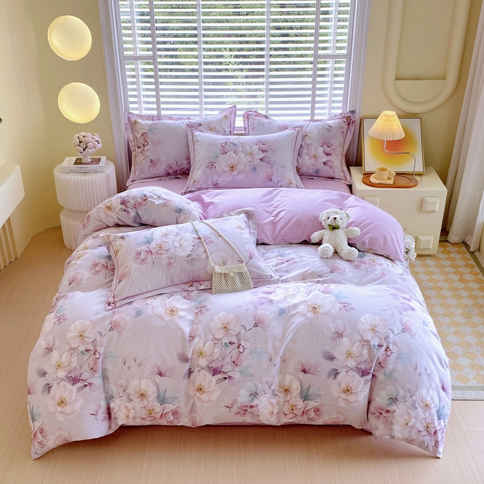 91家纺网 家纺一手货源 找家纺 星期三  2025年4月新款铂金全棉纯棉13372四件套 加微信有会员价 橙日幽香