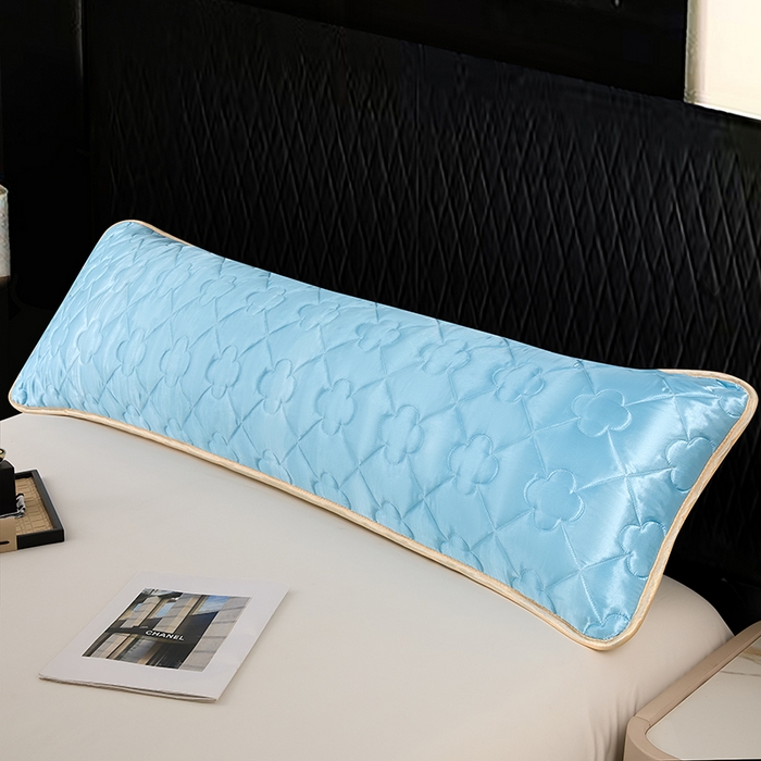 91家纺网 家纺一手货源 找家纺 梦舒羽 2025新款夏季冰丝凉感夹棉枕套双人情侣枕头套加长加厚枕芯套1.5m内胆套 夹棉加厚-天空蓝