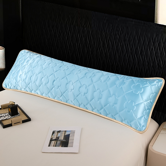 91家纺网 家纺一手货源 找家纺 梦舒羽 2025新款夏季冰丝凉感夹棉枕套双人情侣枕头套加长加厚枕芯套1.5m内胆套 夹棉加厚-天空蓝