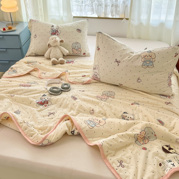 91家纺网 家纺一手货源 找家纺 葡萄家 2025新款A类母婴级大豆纤维牛奶丝针织棉夏凉被（提供买家秀）生日派对