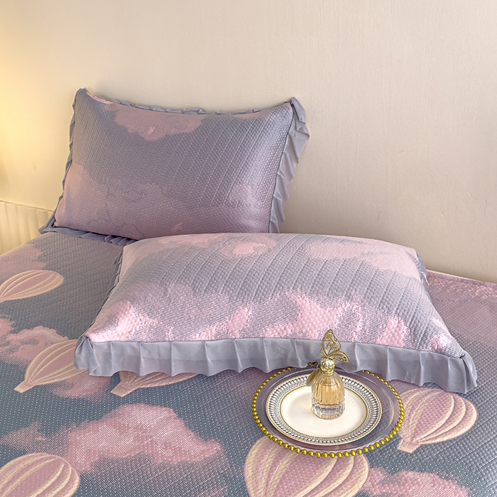 91家纺网 家纺一手货源 找家纺 冬然家纺 2025新款冰豆豆席子凉席床裙款 梦幻气球-粉