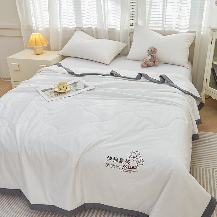 91家纺网 家纺一手货源 找家纺 被多多 2025新款全棉纯棉羽丝棉夏被夏凉被空调被 珍珠白