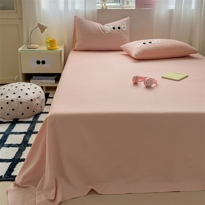 91家纺网 家纺一手货源 找家纺 丽涵家纺 2025新款全棉大雁纹单品床单床单三件套 good豆沙粉