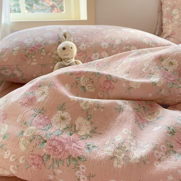 91家纺网 家纺一手货源 找家纺 初念 2025新款云感针织双层纱三件套-四件套【提供买家秀】 爱如星辰