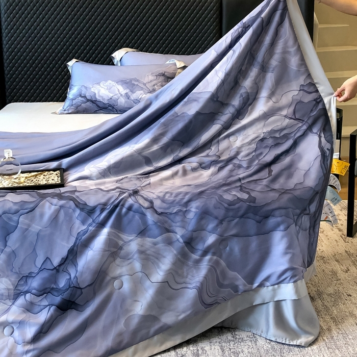 91家纺网 家纺一手货源 找家纺 若未家居 LOVEWE HOUSE 2025新中式60天丝床盖夏被四件套水墨