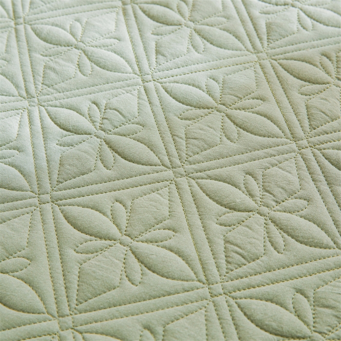 91家纺网 家纺一手货源 找家纺 3C 2025全棉蚕丝蛋白夹棉床笠 天星花-抹茶绿