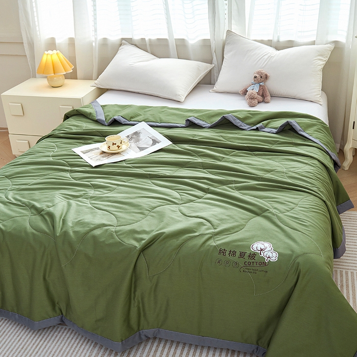 91家纺网 家纺一手货源 找家纺 被多多 2025新款全棉纯棉羽丝棉夏被夏凉被空调被 墨绿