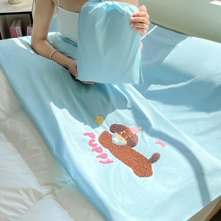 91家纺网 家纺一手货源 找家纺 （总）柒星睡袋 2025新款款40支全棉纯色毛巾绣可拆分隔脏睡袋