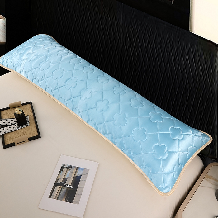 91家纺网 家纺一手货源 找家纺 梦舒羽 2025新款夏季冰丝凉感夹棉枕套双人情侣枕头套加长加厚枕芯套1.5m内胆套 夹棉加厚-天空蓝