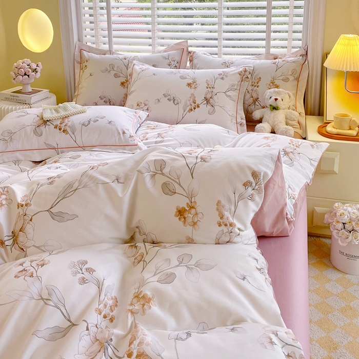 91家纺网 家纺一手货源 找家纺 星期三  2025年4月新款铂金全棉纯棉13372四件套 加微信有会员价 花佳境-咖