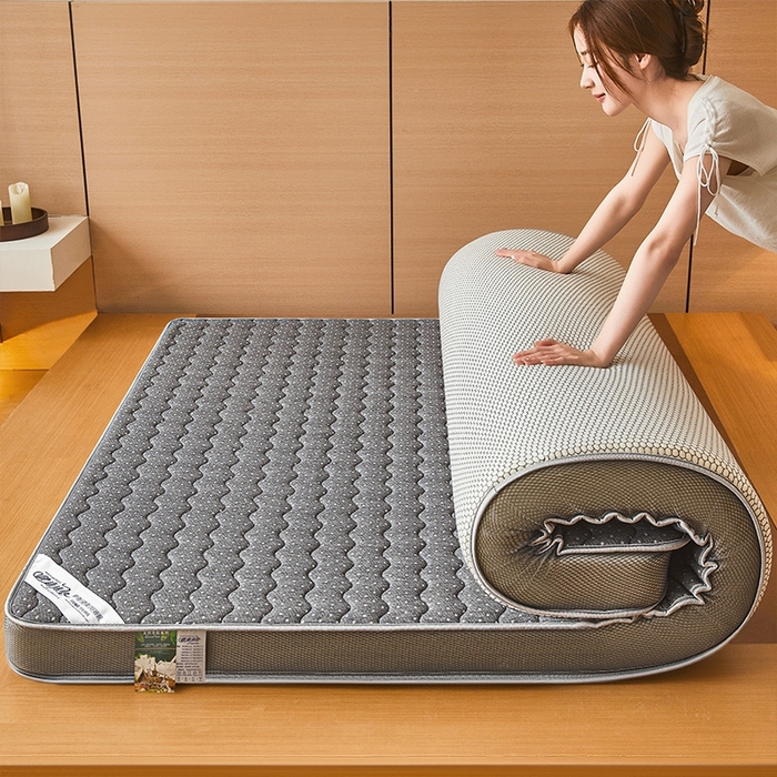 91家纺网 家纺一手货源 找家纺 锦逸2025新款针织棉乳胶海绵床垫 灰