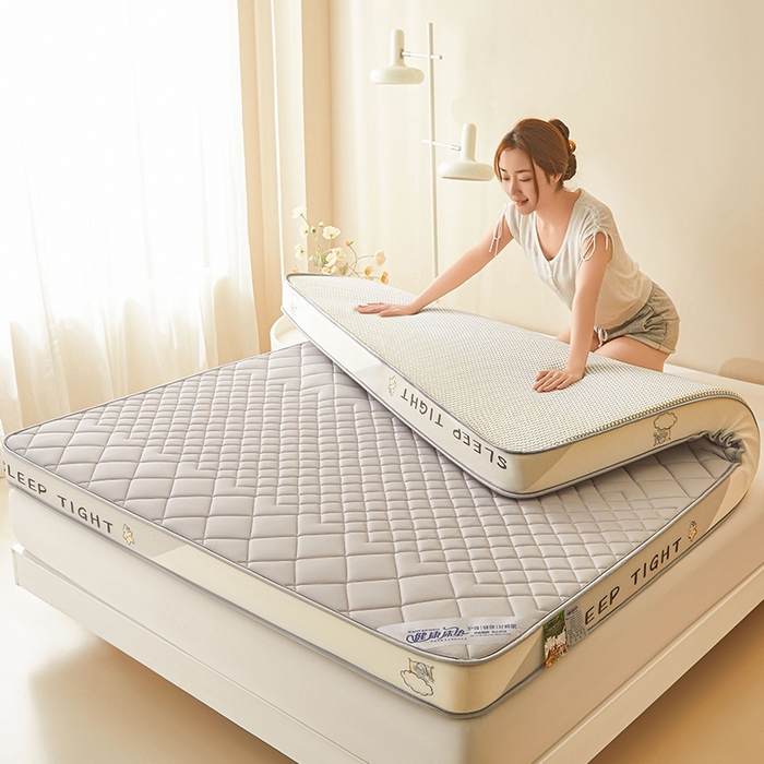 91家纺网 家纺一手货源 找家纺 锦逸2025新款牛奶丝乳胶床垫 菱形格黑