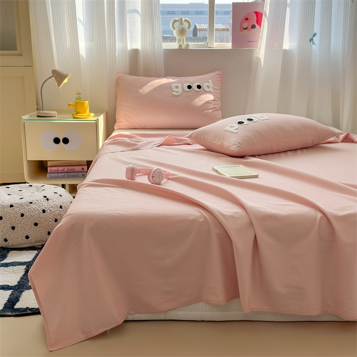 91家纺网 家纺一手货源 找家纺 丽涵家纺 2025新款全棉大雁纹单品床单床单三件套 good豆沙粉