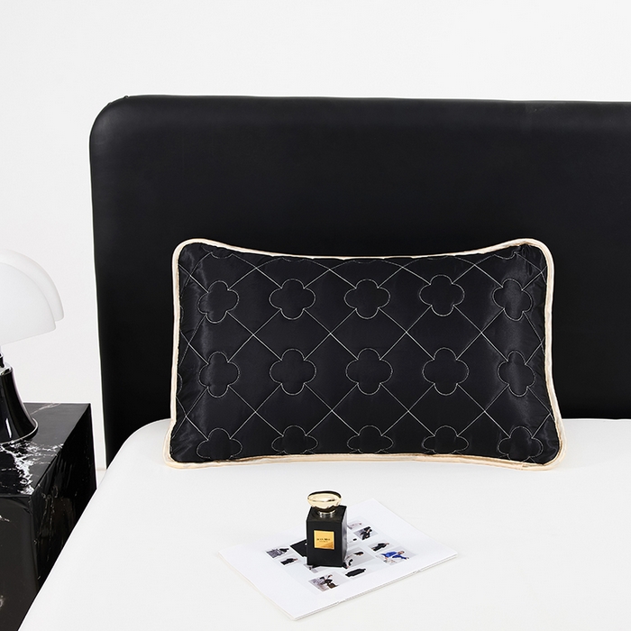 91家纺网 家纺一手货源 找家纺 梦舒羽 2025新款夏季冰丝凉感夹棉枕套单人一对装可水洗加厚枕头套宿舍48x74cm枕芯套 夹棉加厚-尊贵黑