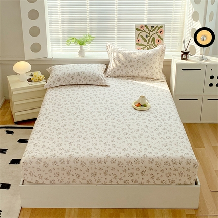 凯磊2025新款老粗布印花单品床笠床笠单件 淡彩花语