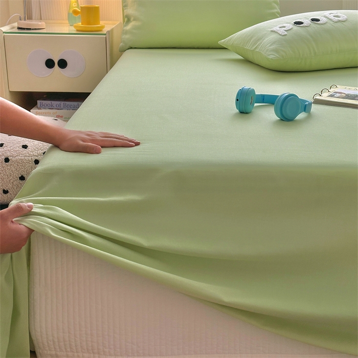 91家纺网 家纺一手货源 找家纺 丽涵家纺 2025新款全棉大雁纹单品床单床单三件套 good豆绿色