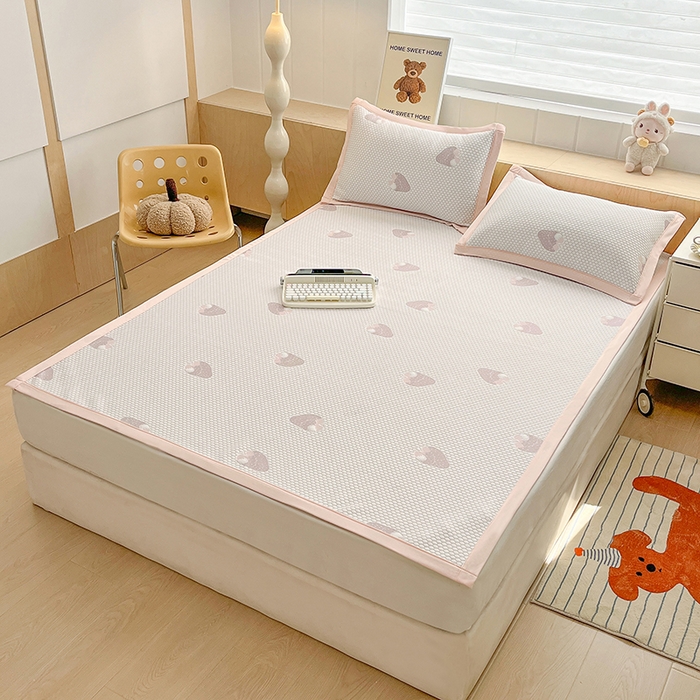 91家纺网 家纺一手货源 找家纺 （总）绣女坊 2025新款冰豆豆提花凉席三件套