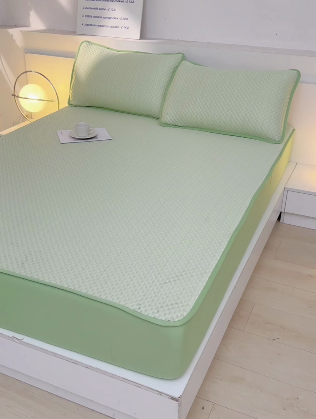 91家纺网 家纺一手货源 找家纺 梦之星 2025新款凉豆豆凉席三件套 纯色床笠款-绿