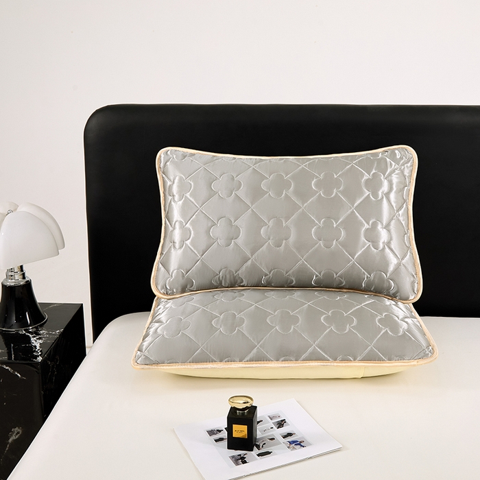 91家纺网 家纺一手货源 找家纺 梦舒羽 2025新款夏季冰丝凉感夹棉枕套单人一对装可水洗加厚枕头套宿舍48x74cm枕芯套 夹棉加厚-典雅灰