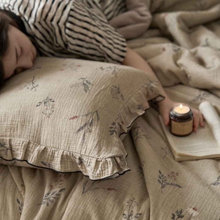 91家纺网 家纺一手货源 找家纺 安莱生活2025新款A类全棉双层皱皱纱夏凉被 夏被 织麦-咖