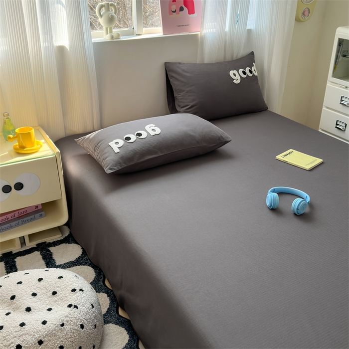 91家纺网 家纺一手货源 找家纺 丽涵家纺 2025新款全棉大雁纹单品床单床单三件套 good铅笔灰