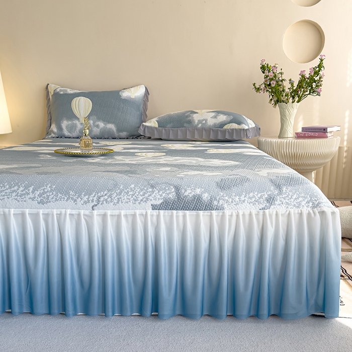 91家纺网 家纺一手货源 找家纺 冬然家纺 2025新款冰豆豆席子凉席床裙款 梦幻气球-灰