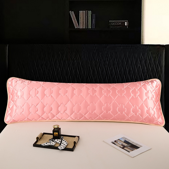 91家纺网 家纺一手货源 找家纺 梦舒羽 2025新款夏季冰丝凉感夹棉枕套双人情侣枕头套加长加厚枕芯套1.5m内胆套 夹棉加厚-玉色